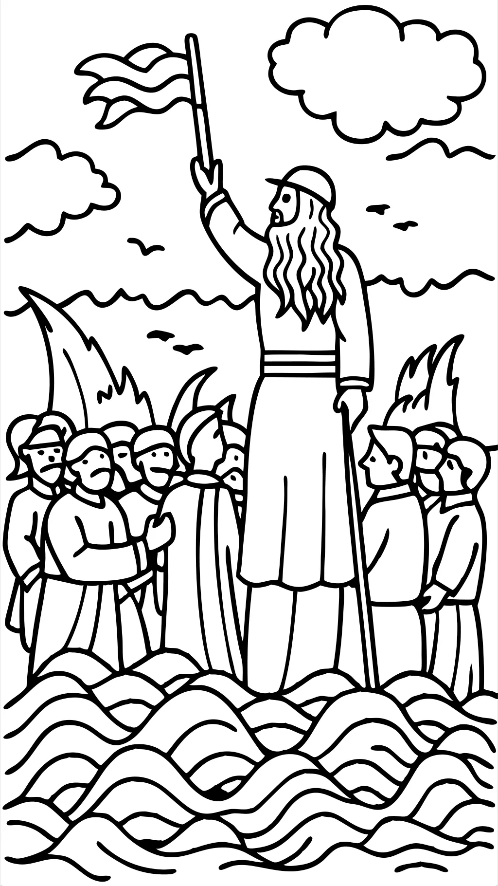 moses coloring pages red sea crossing